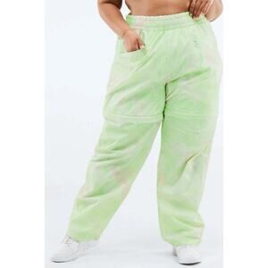 Fabletics Kalani Convertible Zip Off Track Pants Sz 3X Green Pink Tie Dye Travel